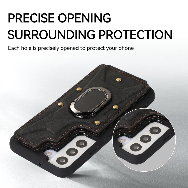 For Samsung Galaxy S23 5G Armor Ring Wallet Back Cover Phone Case