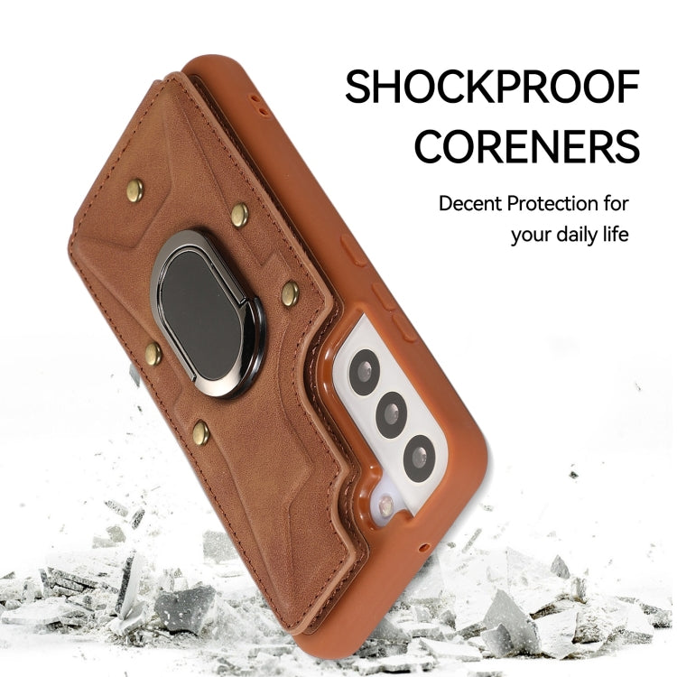For Samsung Galaxy S23 5G Armor Ring Wallet Back Cover Phone Case