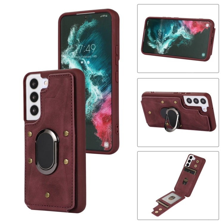 For Samsung Galaxy S23+ 5G Armor Ring Wallet Back Cover Phone Case