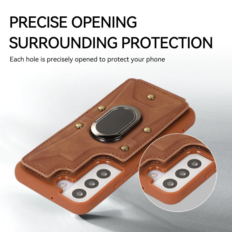For Samsung Galaxy S23+ 5G Armor Ring Wallet Back Cover Phone Case
