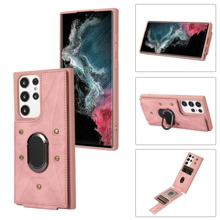 For Samsung Galaxy S23 Ultra 5G Armor Ring Wallet Back Cover Phone Case