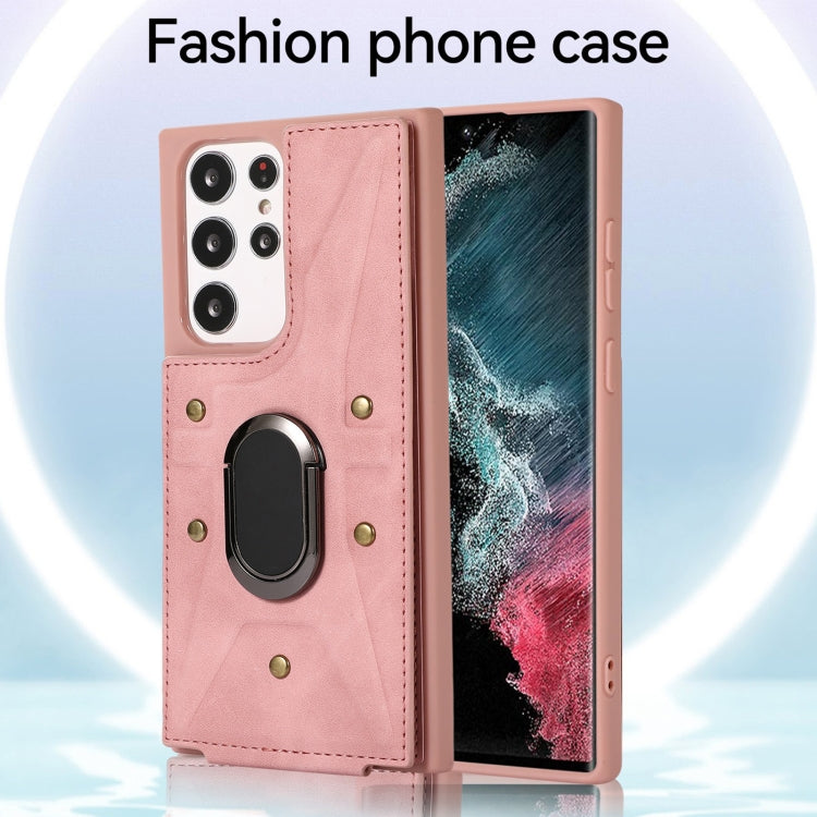 For Samsung Galaxy S23 Ultra 5G Armor Ring Wallet Back Cover Phone Case