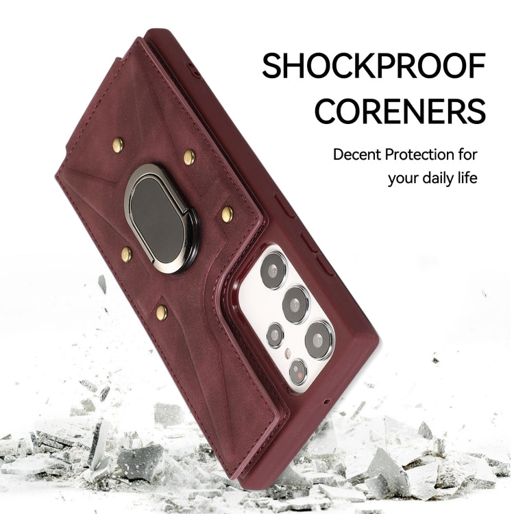 For Samsung Galaxy S23 Ultra 5G Armor Ring Wallet Back Cover Phone Case