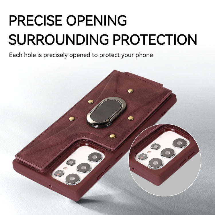 For Samsung Galaxy S23 Ultra 5G Armor Ring Wallet Back Cover Phone Case
