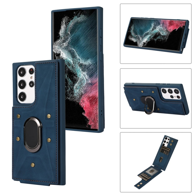 For Samsung Galaxy S23 Ultra 5G Armor Ring Wallet Back Cover Phone Case