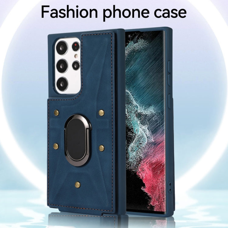 For Samsung Galaxy S23 Ultra 5G Armor Ring Wallet Back Cover Phone Case
