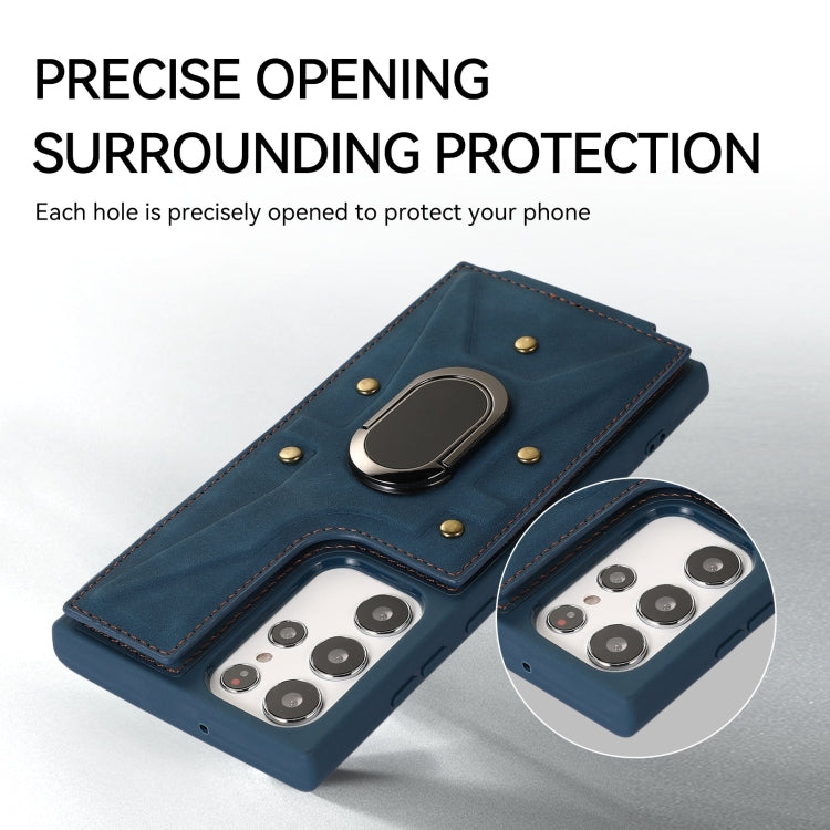 For Samsung Galaxy S23 Ultra 5G Armor Ring Wallet Back Cover Phone Case