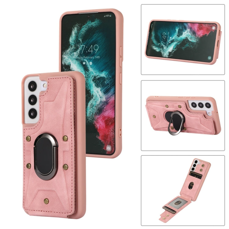 For Samsung Galaxy S22 5G Armor Ring Wallet Back Cover Phone Case