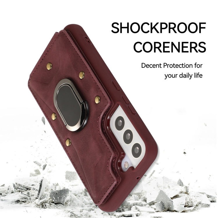 For Samsung Galaxy S22 5G Armor Ring Wallet Back Cover Phone Case