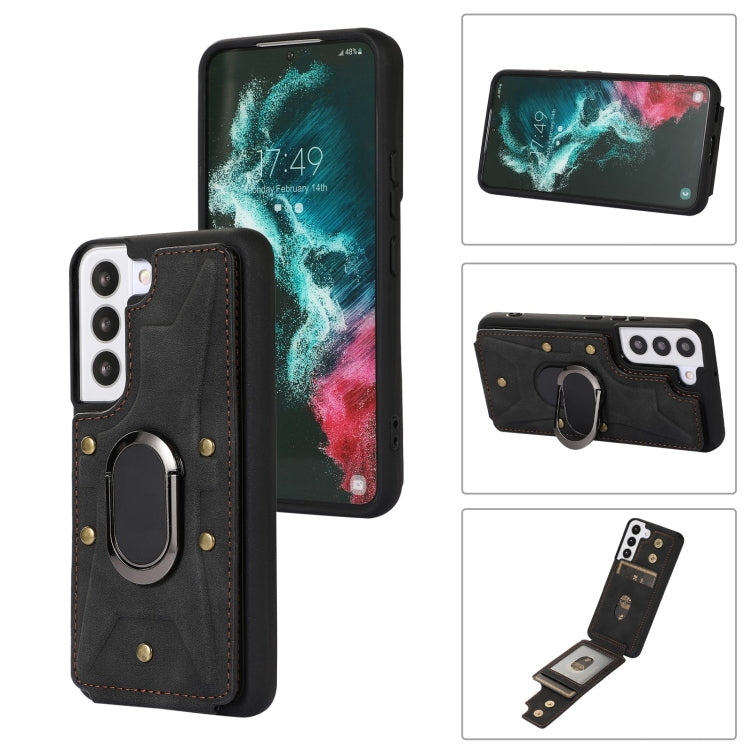 For Samsung Galaxy S22+ 5G Armor Ring Wallet Back Cover Phone Case