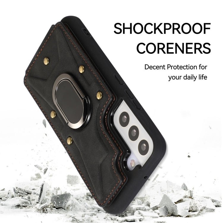 For Samsung Galaxy S22+ 5G Armor Ring Wallet Back Cover Phone Case
