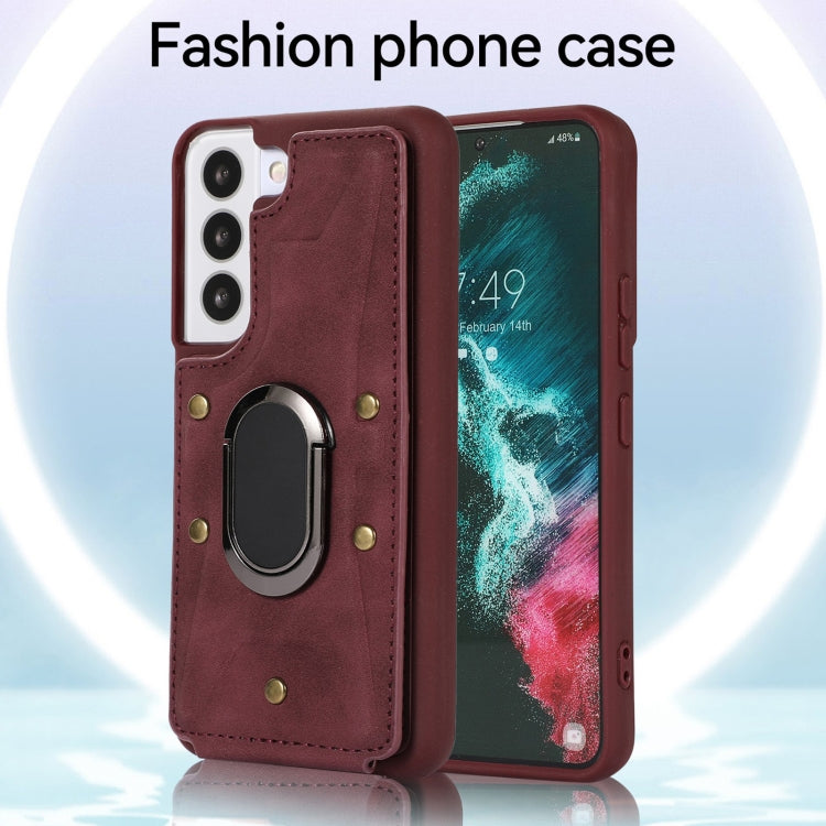 For Samsung Galaxy S22+ 5G Armor Ring Wallet Back Cover Phone Case