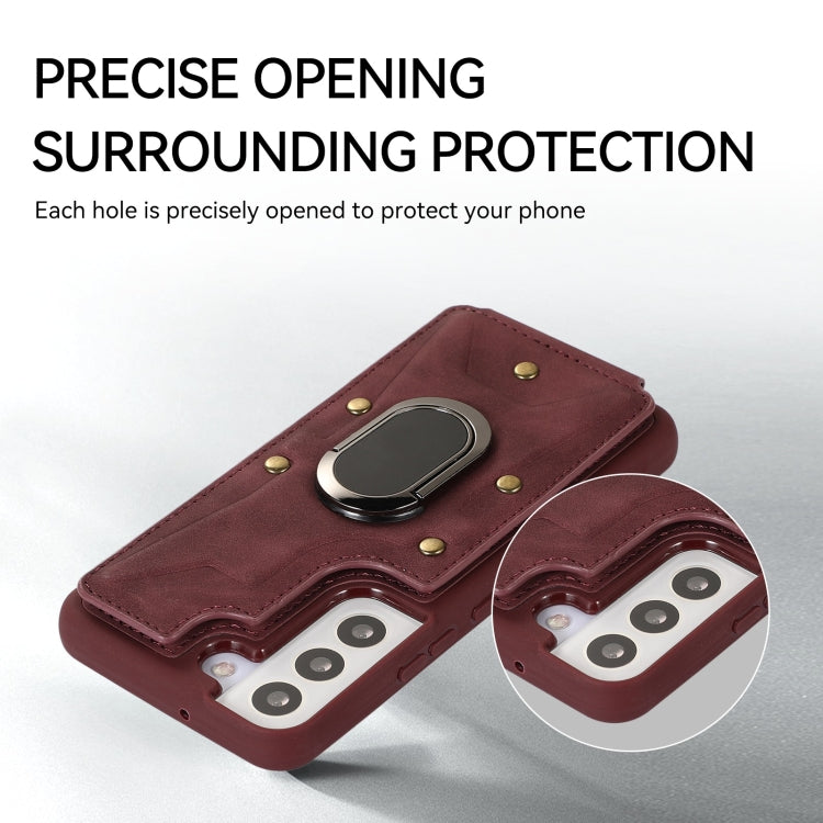 For Samsung Galaxy S22+ 5G Armor Ring Wallet Back Cover Phone Case