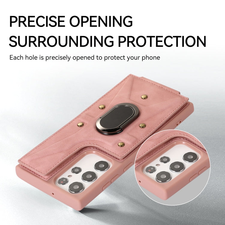 For Samsung Galaxy S22 Ultra 5G Armor Ring Wallet Back Cover Phone Case