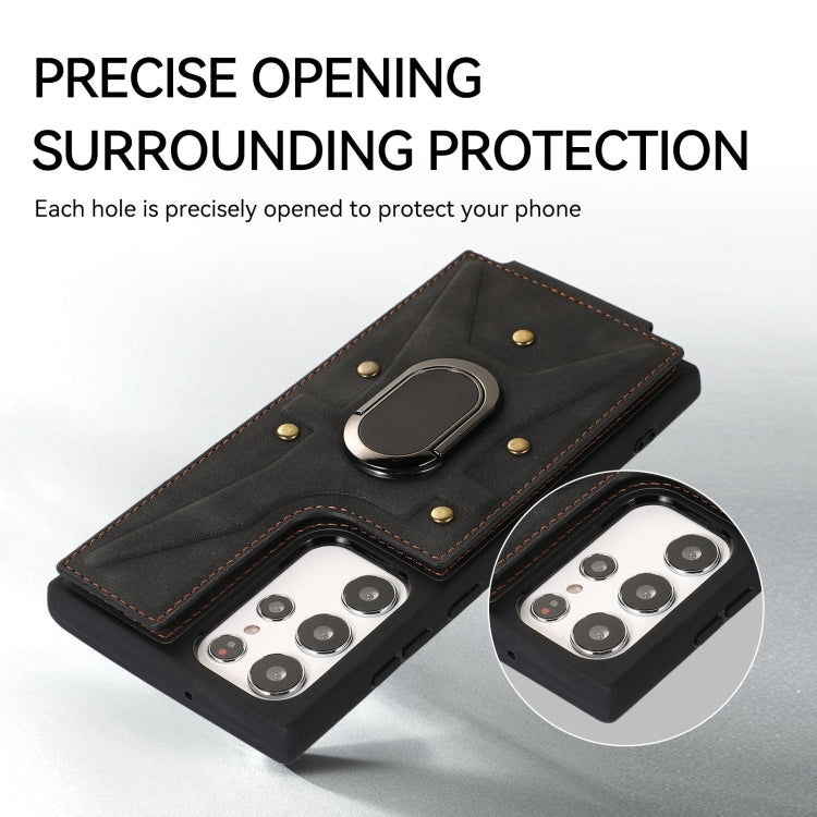 For Samsung Galaxy S22 Ultra 5G Armor Ring Wallet Back Cover Phone Case