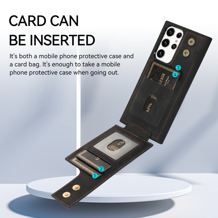 For Samsung Galaxy S22 Ultra 5G Armor Ring Wallet Back Cover Phone Case