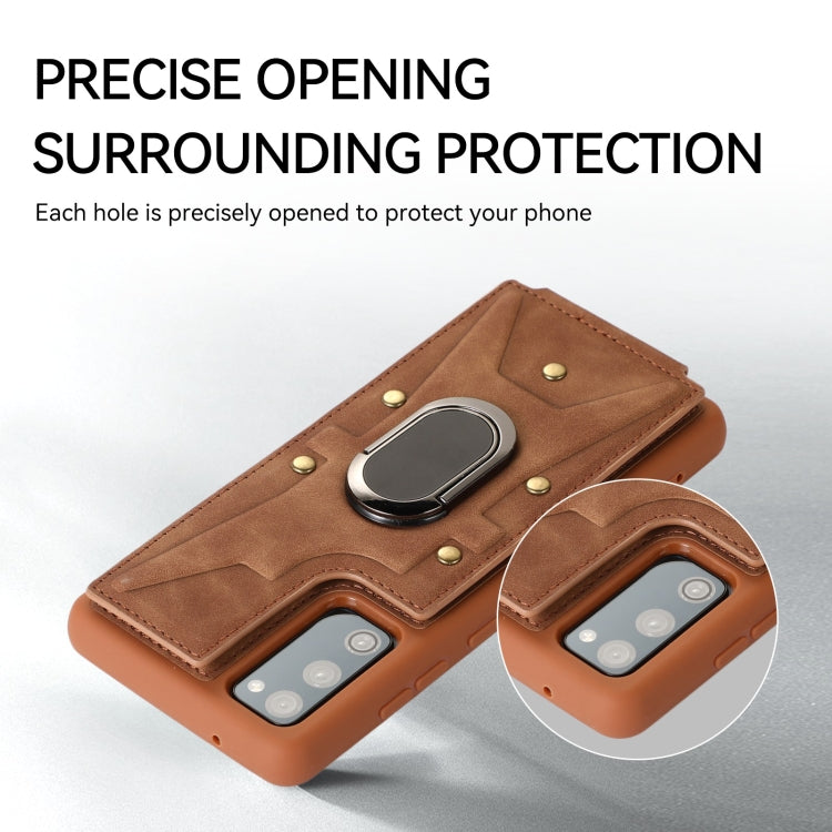 For Samsung Galaxy S20 FE Armor Ring Wallet Back Cover Phone Case