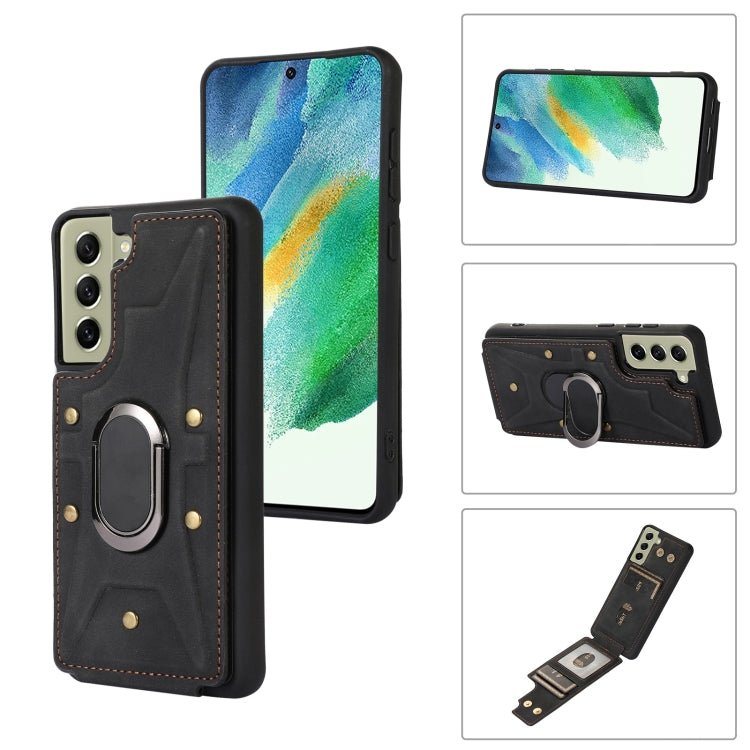 For Samsung Galaxy S21 5G Armor Ring Wallet Back Cover Phone Case