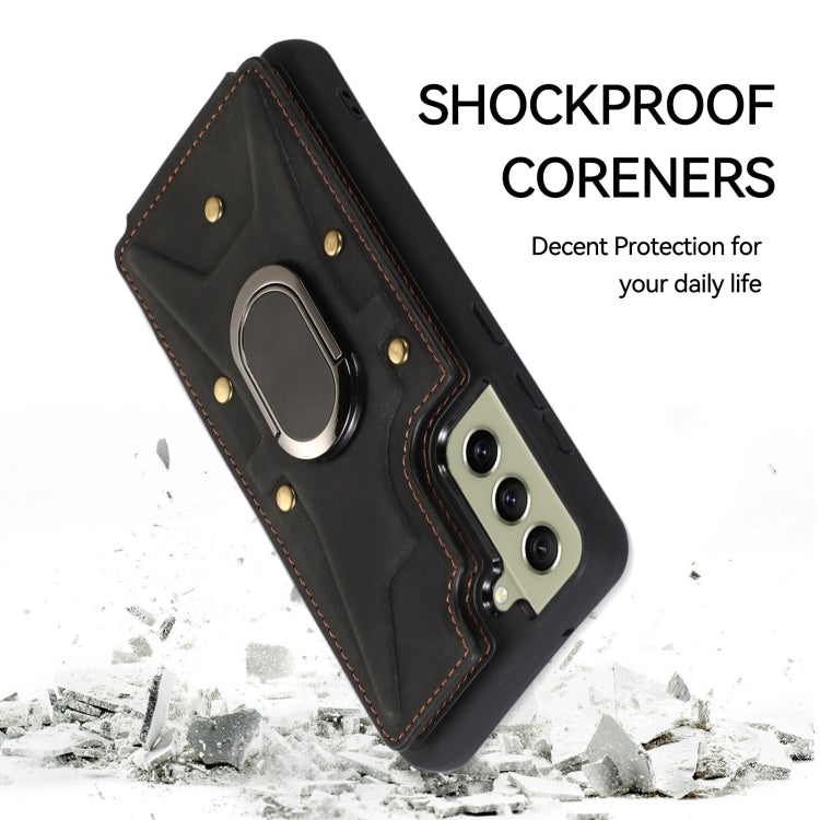For Samsung Galaxy S21 5G Armor Ring Wallet Back Cover Phone Case