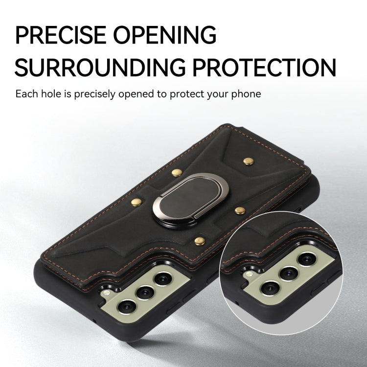 For Samsung Galaxy S21 5G Armor Ring Wallet Back Cover Phone Case