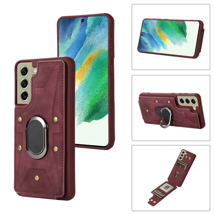 For Samsung Galaxy S21 5G Armor Ring Wallet Back Cover Phone Case