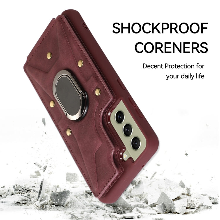 For Samsung Galaxy S21 5G Armor Ring Wallet Back Cover Phone Case