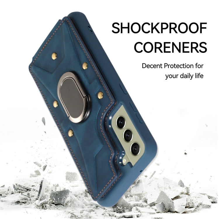 For Samsung Galaxy S21 5G Armor Ring Wallet Back Cover Phone Case