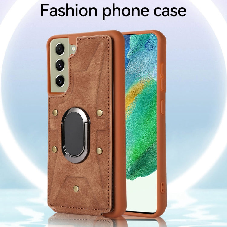For Samsung Galaxy S21 5G Armor Ring Wallet Back Cover Phone Case