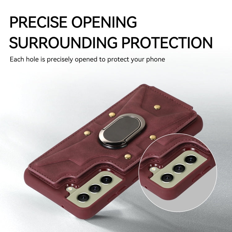 For Samsung Galaxy S21+ 5G Armor Ring Wallet Back Cover Phone Case