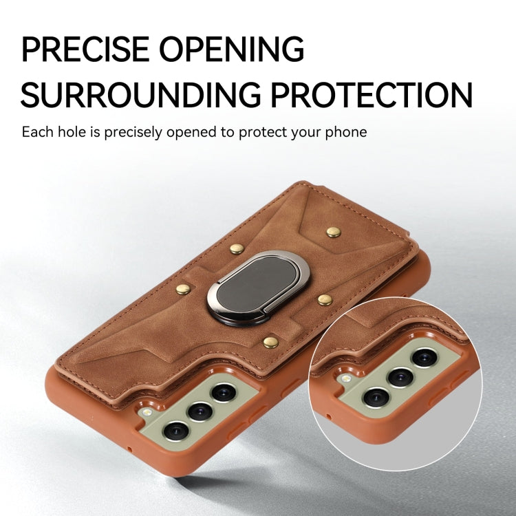 For Samsung Galaxy S21+ 5G Armor Ring Wallet Back Cover Phone Case