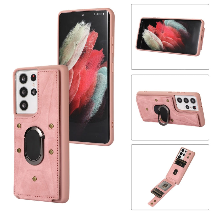 For Samsung Galaxy S21 Ultra 5G Armor Ring Wallet Back Cover Phone Case