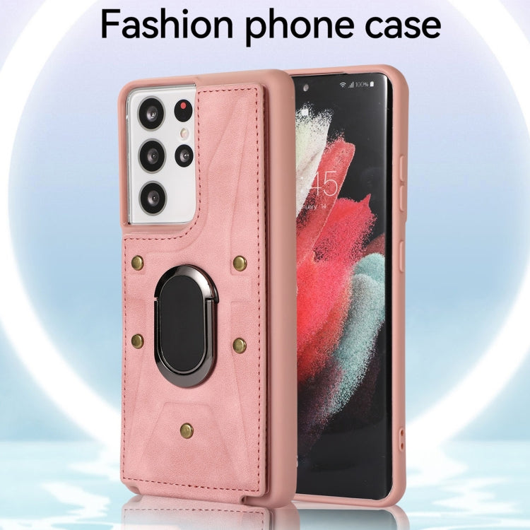For Samsung Galaxy S21 Ultra 5G Armor Ring Wallet Back Cover Phone Case