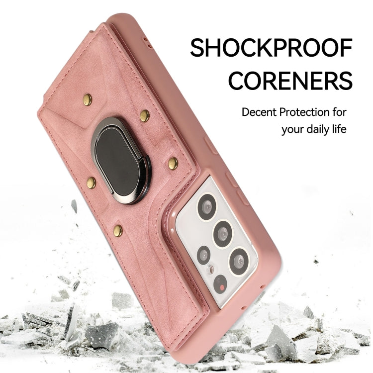 For Samsung Galaxy S21 Ultra 5G Armor Ring Wallet Back Cover Phone Case