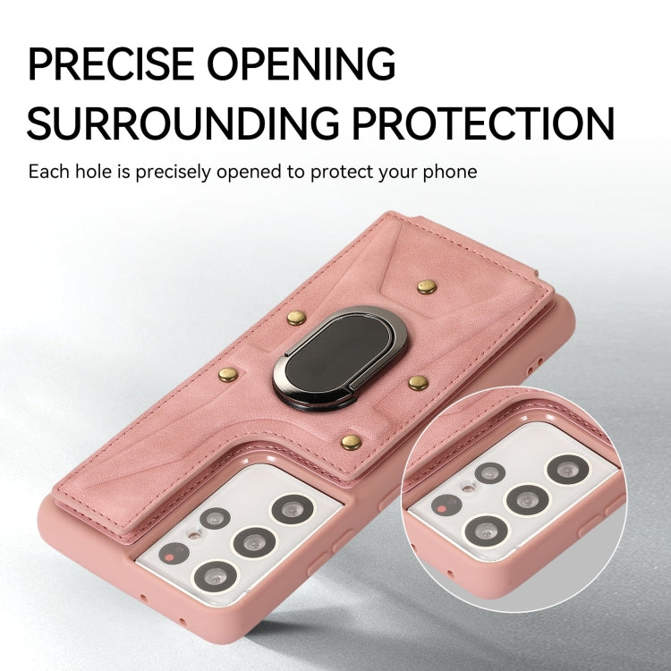 For Samsung Galaxy S21 Ultra 5G Armor Ring Wallet Back Cover Phone Case