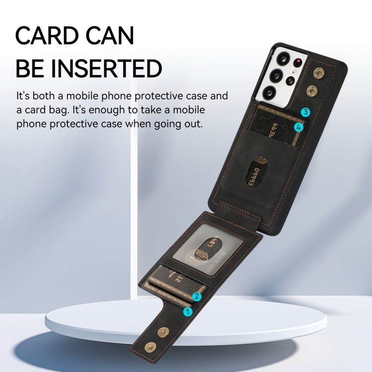 For Samsung Galaxy S21 Ultra 5G Armor Ring Wallet Back Cover Phone Case