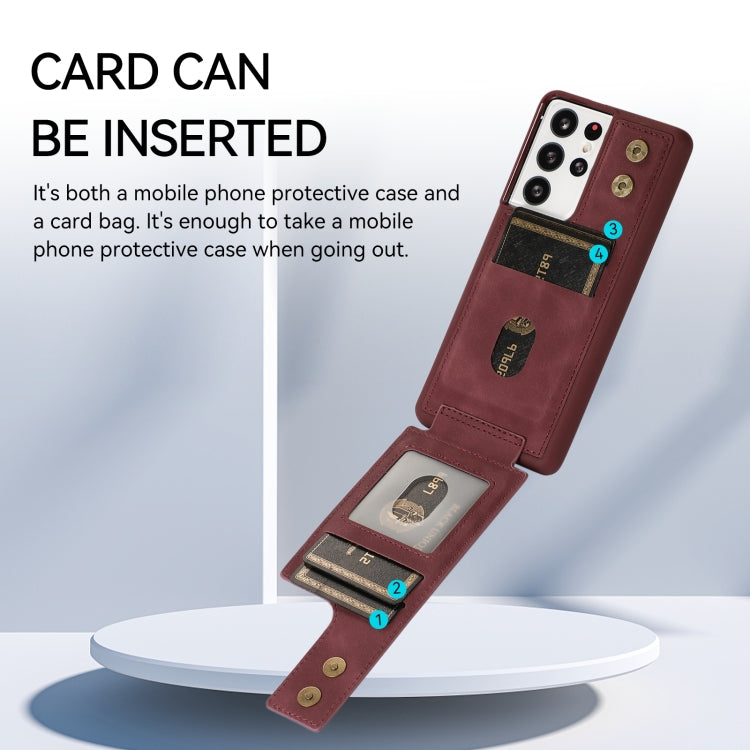 For Samsung Galaxy S21 Ultra 5G Armor Ring Wallet Back Cover Phone Case