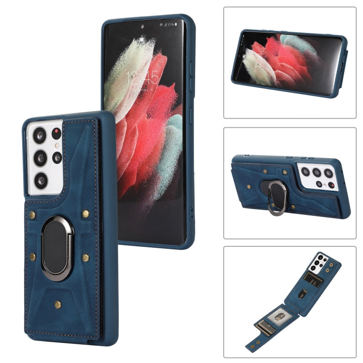 For Samsung Galaxy S21 Ultra 5G Armor Ring Wallet Back Cover Phone Case