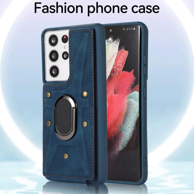 For Samsung Galaxy S21 Ultra 5G Armor Ring Wallet Back Cover Phone Case
