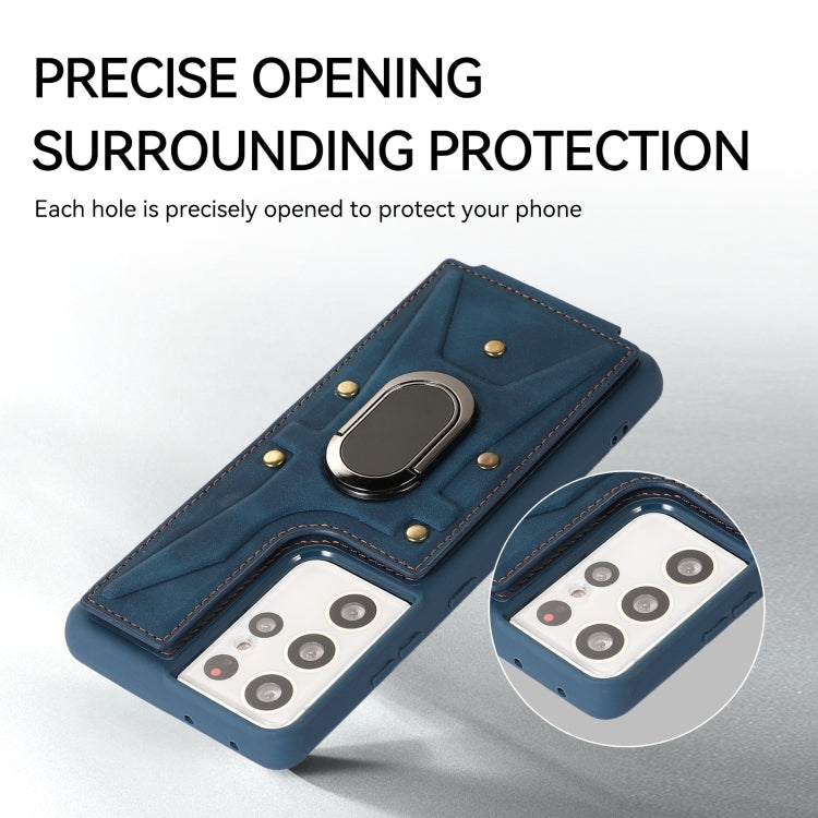 For Samsung Galaxy S21 Ultra 5G Armor Ring Wallet Back Cover Phone Case