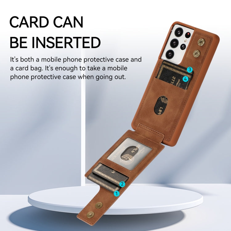 For Samsung Galaxy S21 Ultra 5G Armor Ring Wallet Back Cover Phone Case
