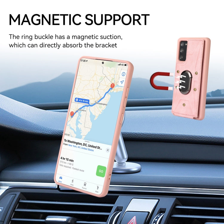For Samsung Galaxy S20 Armor Ring Wallet Back Cover Phone Case