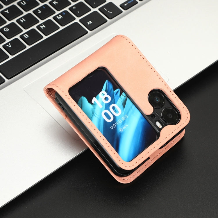 For OPPO Find N2 Flip Skin Feel Calf Texture Card Slots Leather Phone Case