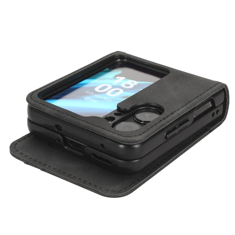 For OPPO Find N2 Flip Skin Feel Calf Texture Card Slots Leather Phone Case