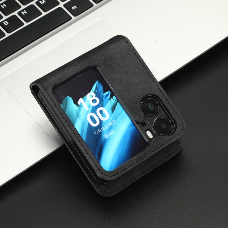 For OPPO Find N2 Flip Skin Feel Calf Texture Card Slots Leather Phone Case