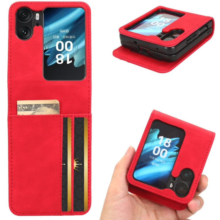 For OPPO Find N2 Flip Skin Feel Calf Texture Card Slots Leather Phone Case