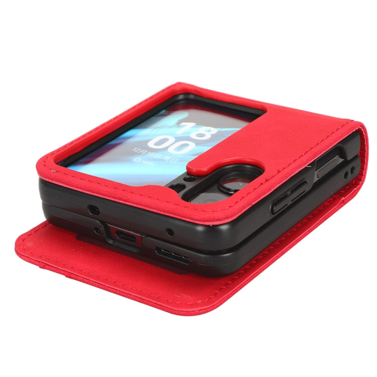 For OPPO Find N2 Flip Skin Feel Calf Texture Card Slots Leather Phone Case