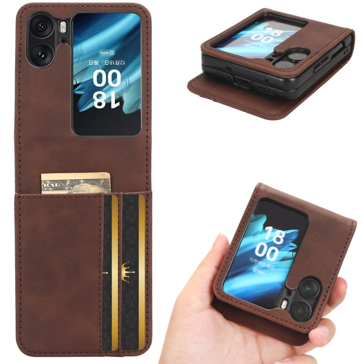 For OPPO Find N2 Flip Skin Feel Calf Texture Card Slots Leather Phone Case