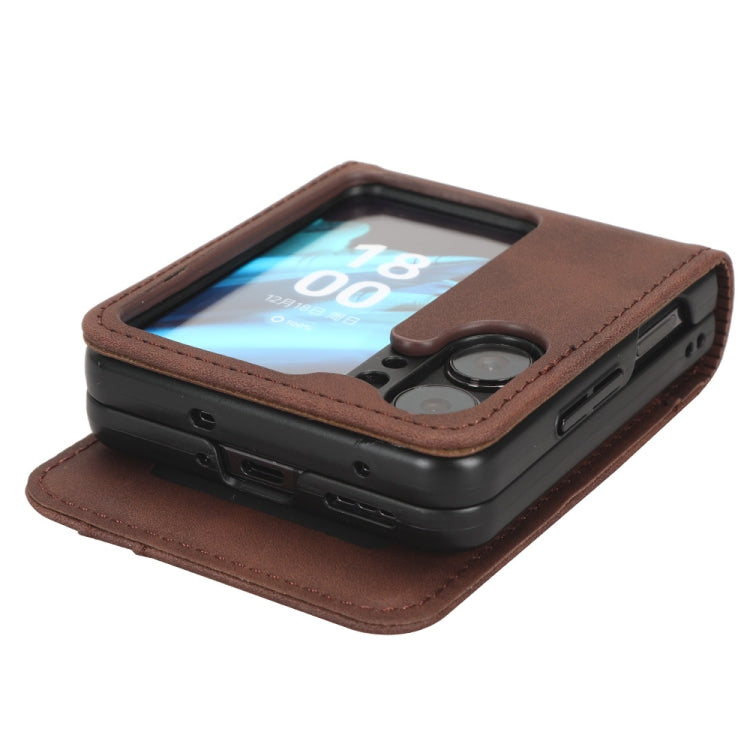 For OPPO Find N2 Flip Skin Feel Calf Texture Card Slots Leather Phone Case