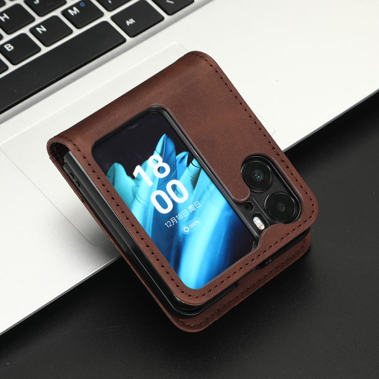 For OPPO Find N2 Flip Skin Feel Calf Texture Card Slots Leather Phone Case