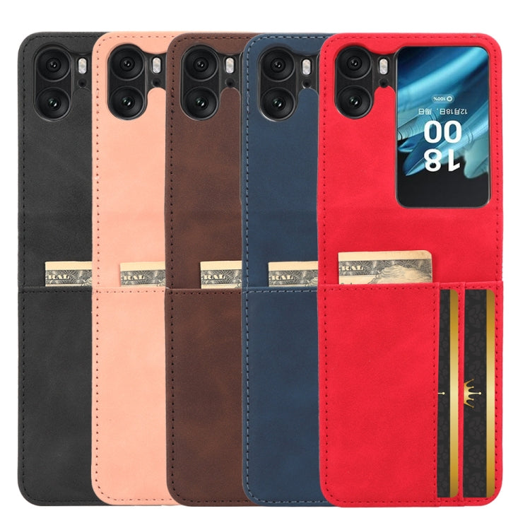For OPPO Find N2 Flip Skin Feel Calf Texture Card Slots Leather Phone Case